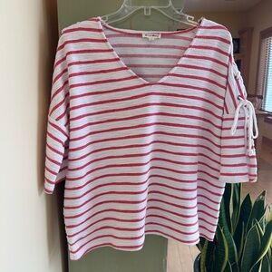 Jane and Delancey Women’s Nautical Themed Rope Sleeve Detail Striped Top Size XL